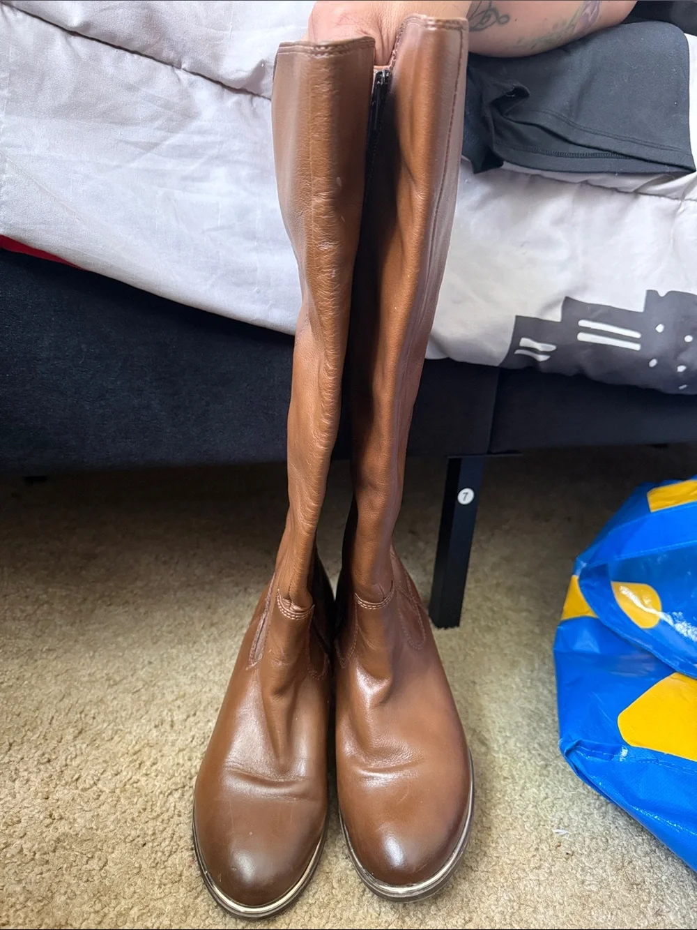 Women's Tall Brown Leather Riding Boots